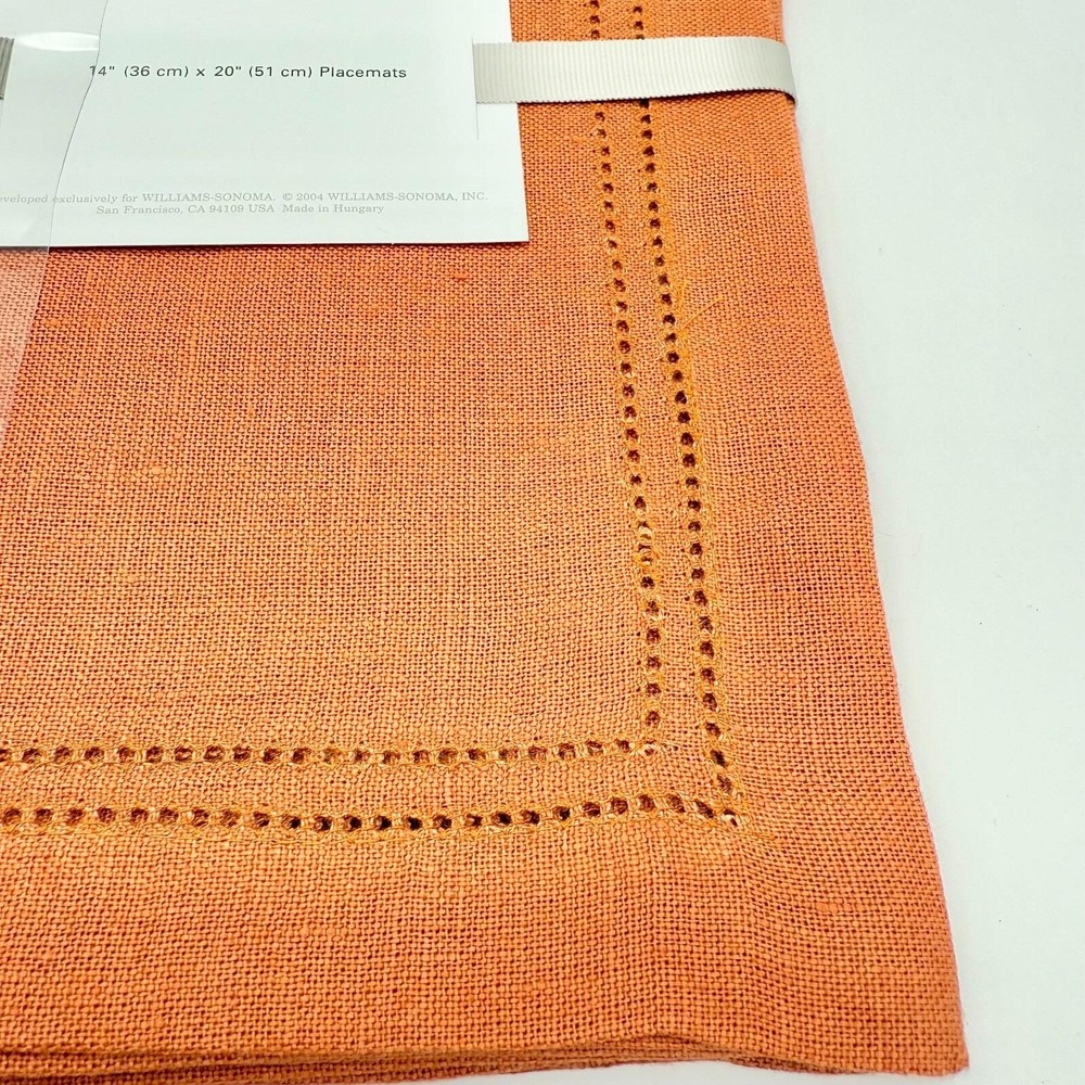 Williams Sonoma Hemstitched Linen Placemats Terracotta Set of 2 (2004) Hungary
